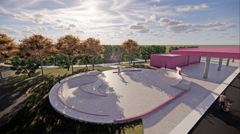 Het ontwerp van het vernieuwde skatepark bij de Roze Tanker