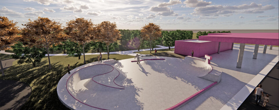 Het ontwerp van het vernieuwde skatepark bij de Roze Tanker