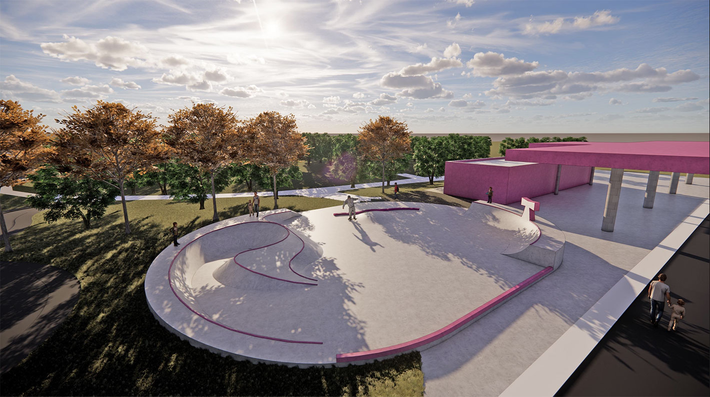 Het ontwerp van het vernieuwde skatepark bij de Roze Tanker